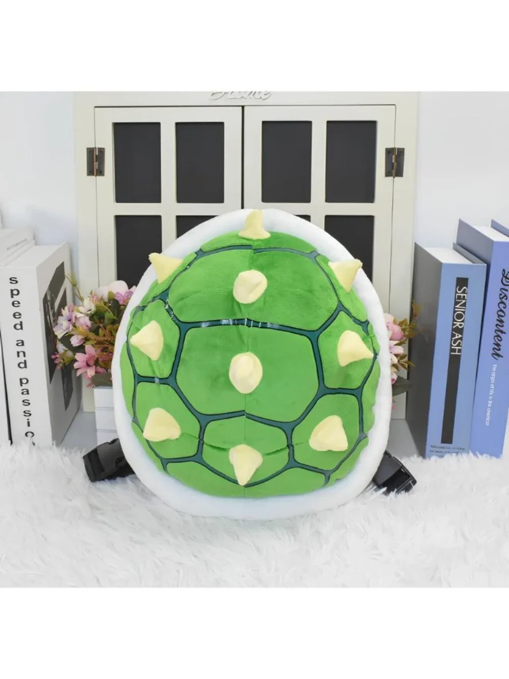 Green Spiked Turtle Shell Backpack - Soft Plush Role Play Costume Toy, 11.4